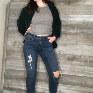 H&M high waist mom distressed light wash jeans